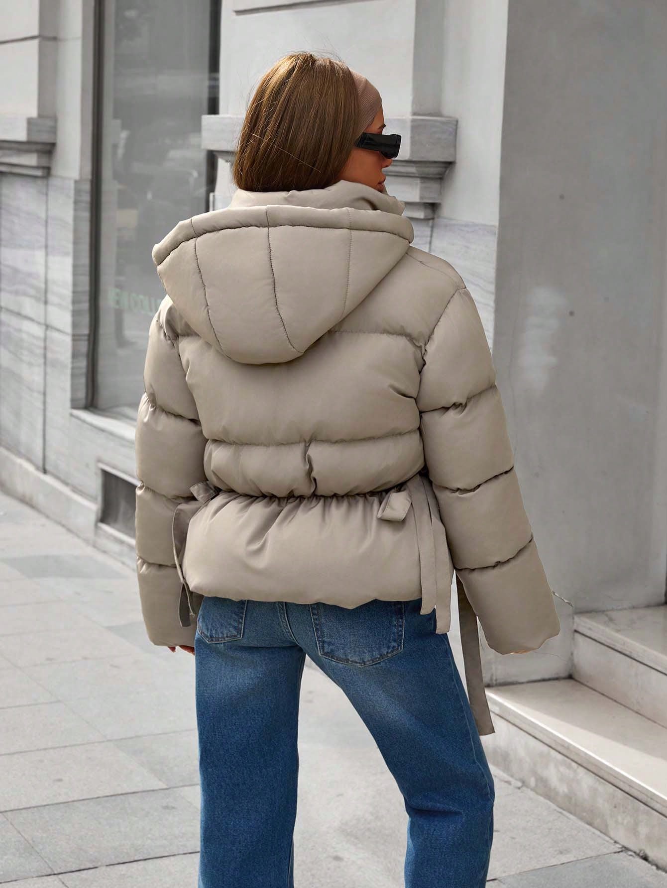 Thick padded puffer jacket with utility pockets