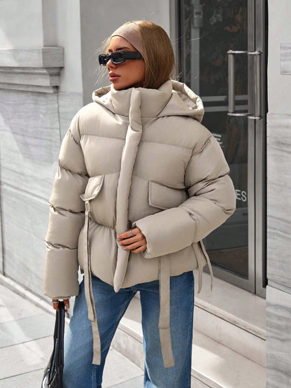 Thick padded puffer jacket with utility pockets Nushes 