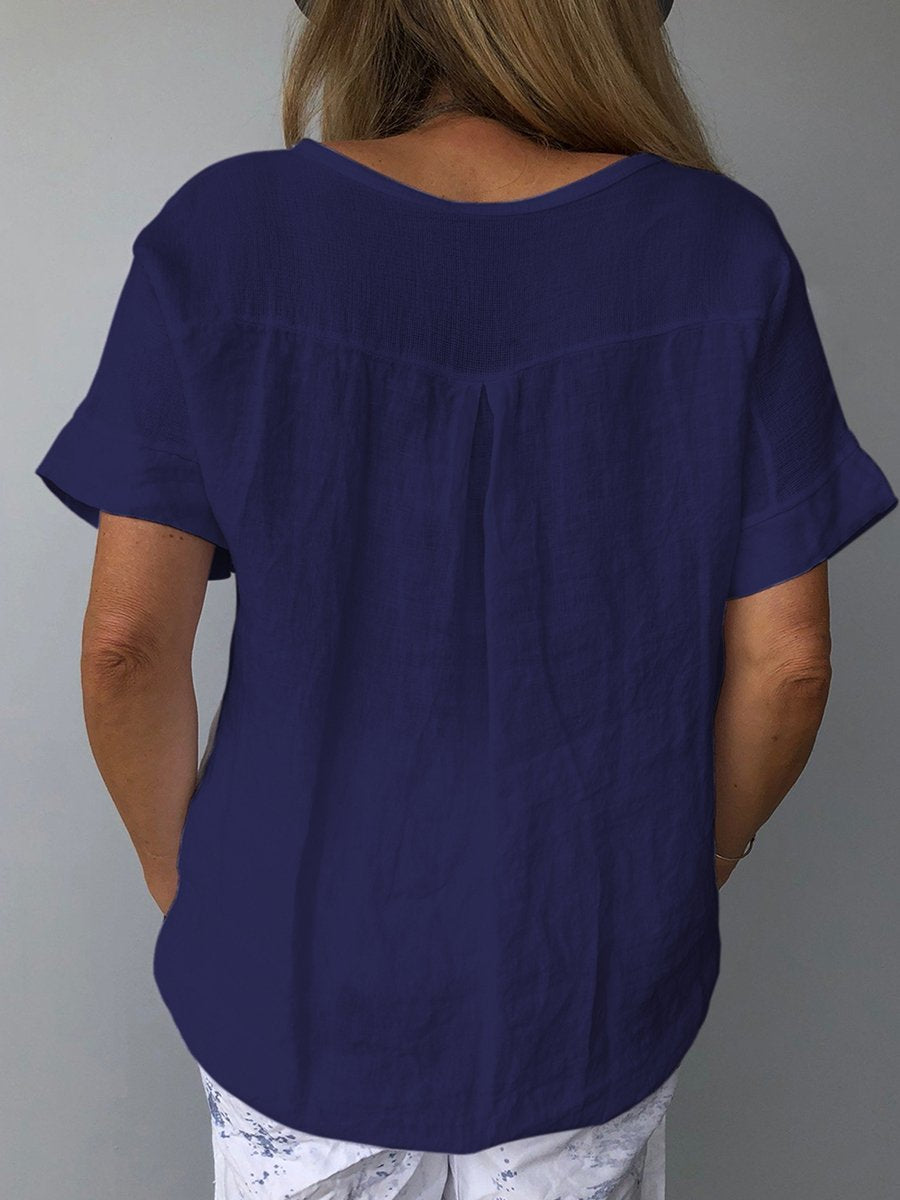 Haut Femme Décontracté en Coton et Lin – Coupe Ample, Idéal pour l’Été