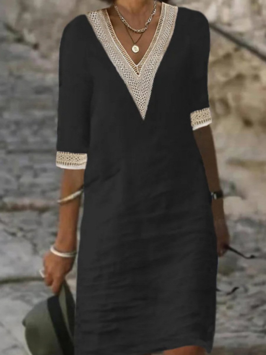 Clara – Robe décontractée avec manches 3/4 et dentelle