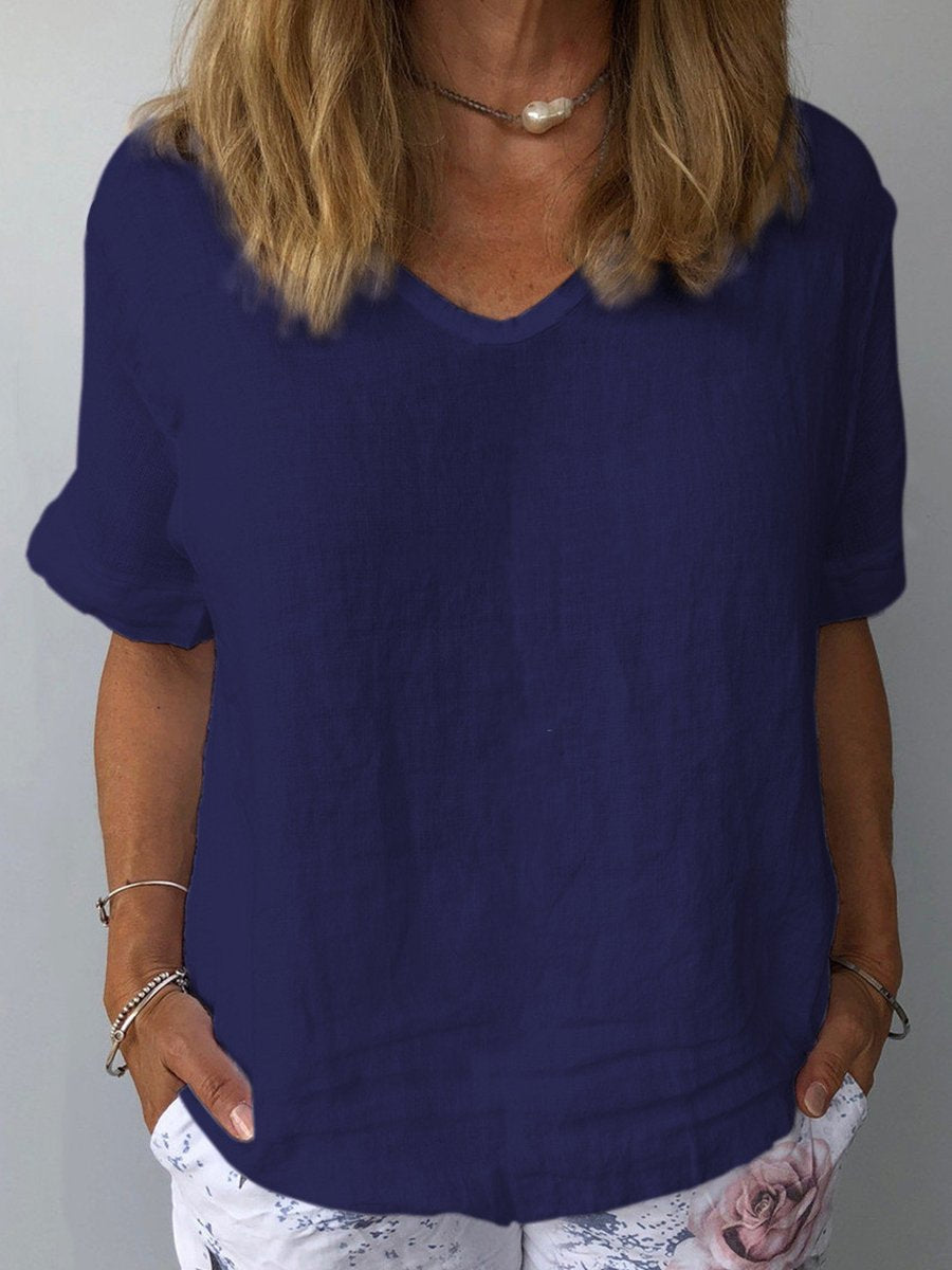 Haut Femme Décontracté en Coton et Lin – Coupe Ample, Idéal pour l’Été
