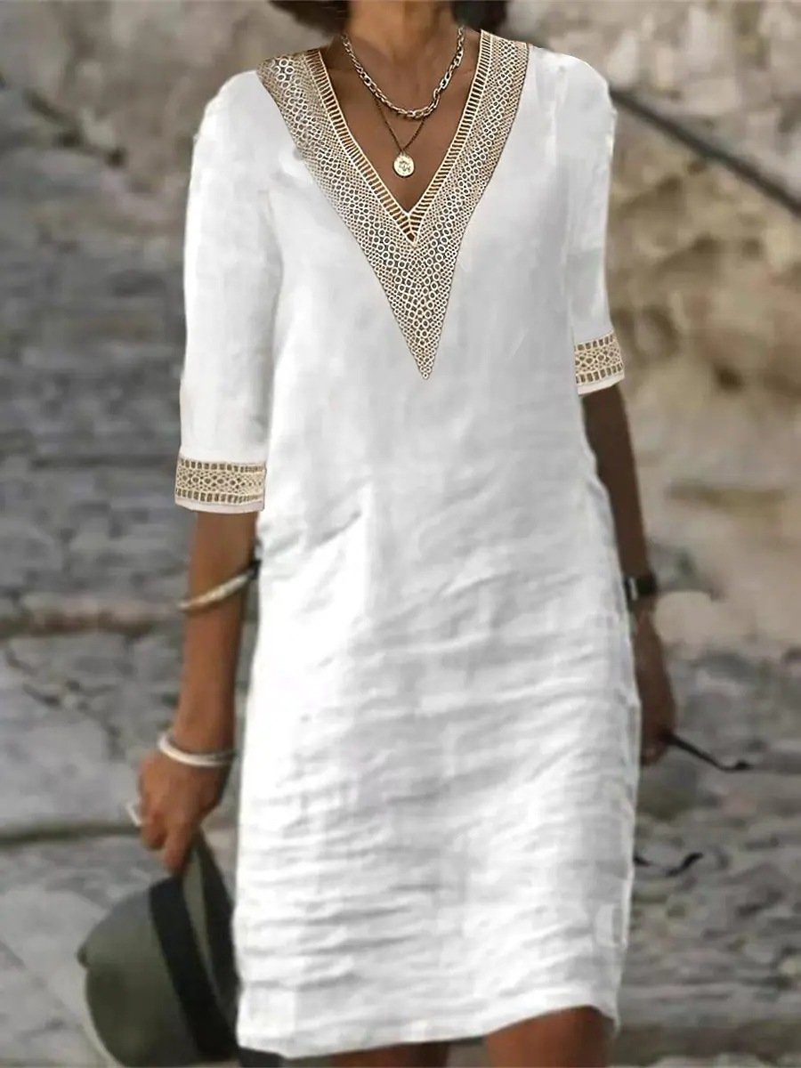 Clara – Robe décontractée avec manches 3/4 et dentelle