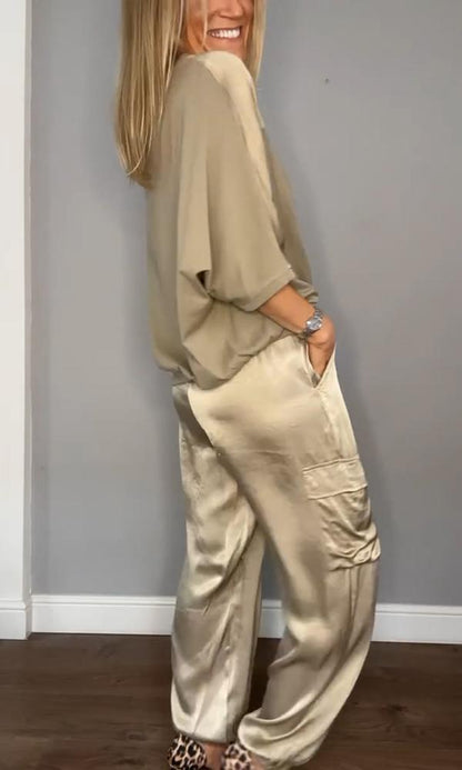 Elegant Two Piece Lounge Set for Women - Soft and Stylish Outfit