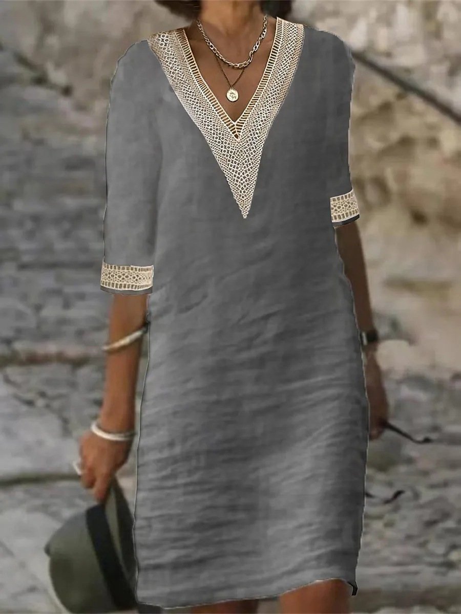 Clara – Robe décontractée avec manches 3/4 et dentelle