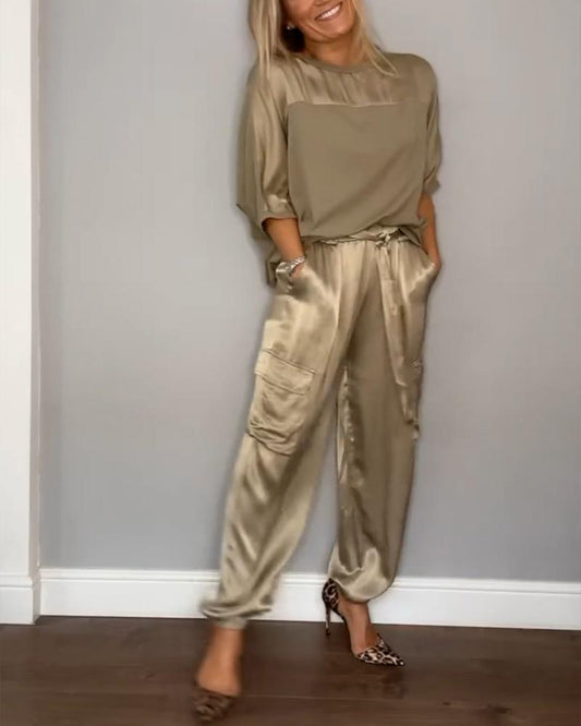 Elegant Two Piece Lounge Set for Women - Soft and Stylish Outfit