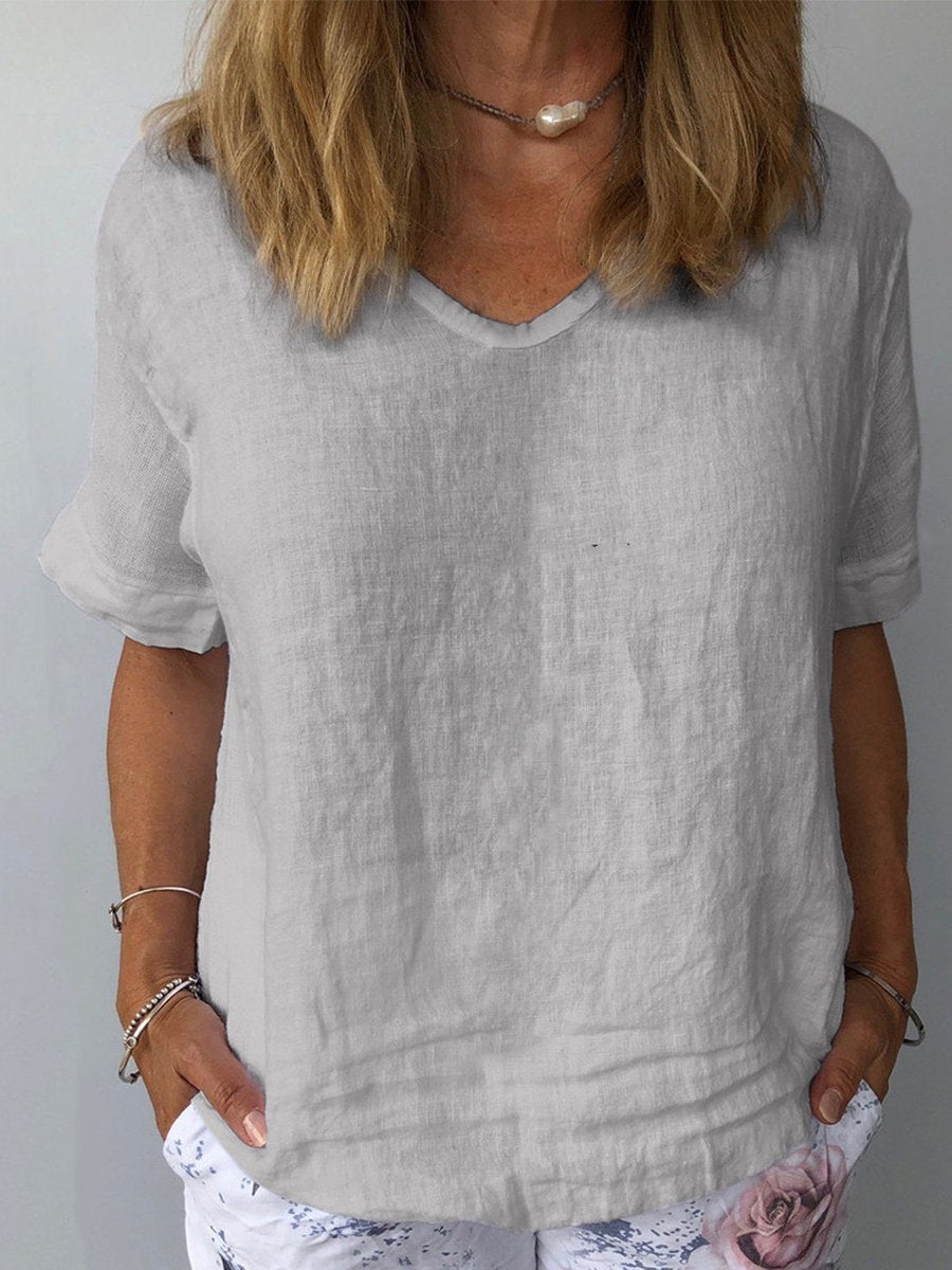 Haut Femme Décontracté en Coton et Lin – Coupe Ample, Idéal pour l’Été