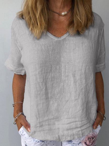 Haut Femme Décontracté en Coton et Lin – Coupe Ample, Idéal pour l’Été