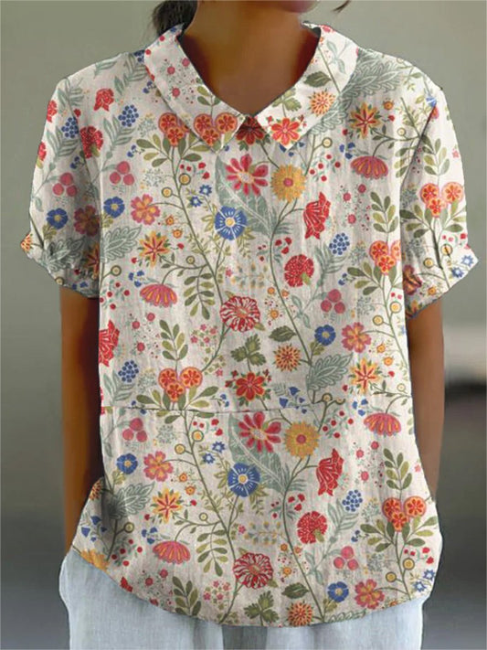 Chemise Femme Décontractée – Imprimé Floral Artistique
