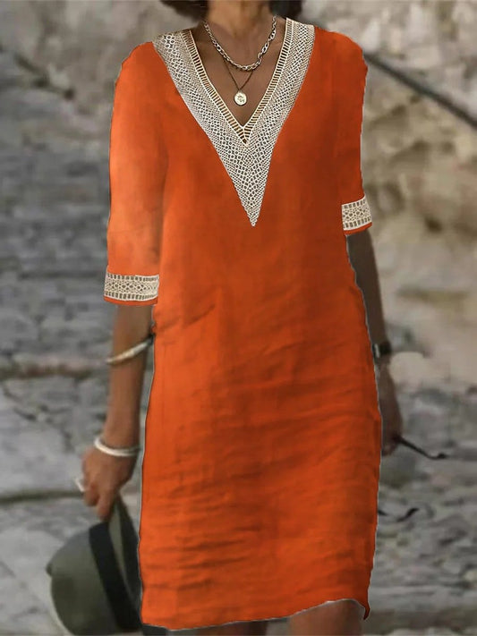 Clara – Robe décontractée avec manches 3/4 et dentelle