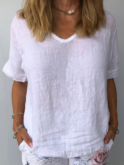 Haut Femme Décontracté en Coton et Lin – Coupe Ample, Idéal pour l’Été