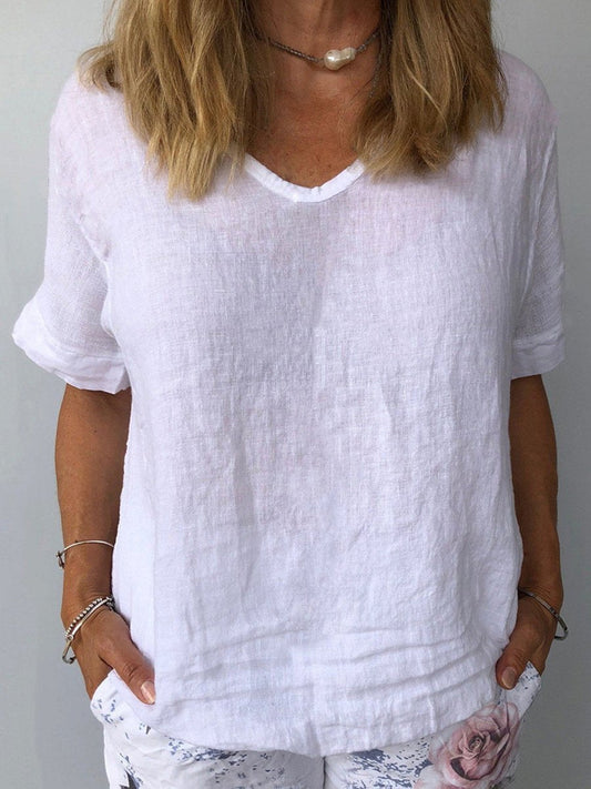 Haut Femme Décontracté en Coton et Lin – Coupe Ample, Idéal pour l’Été