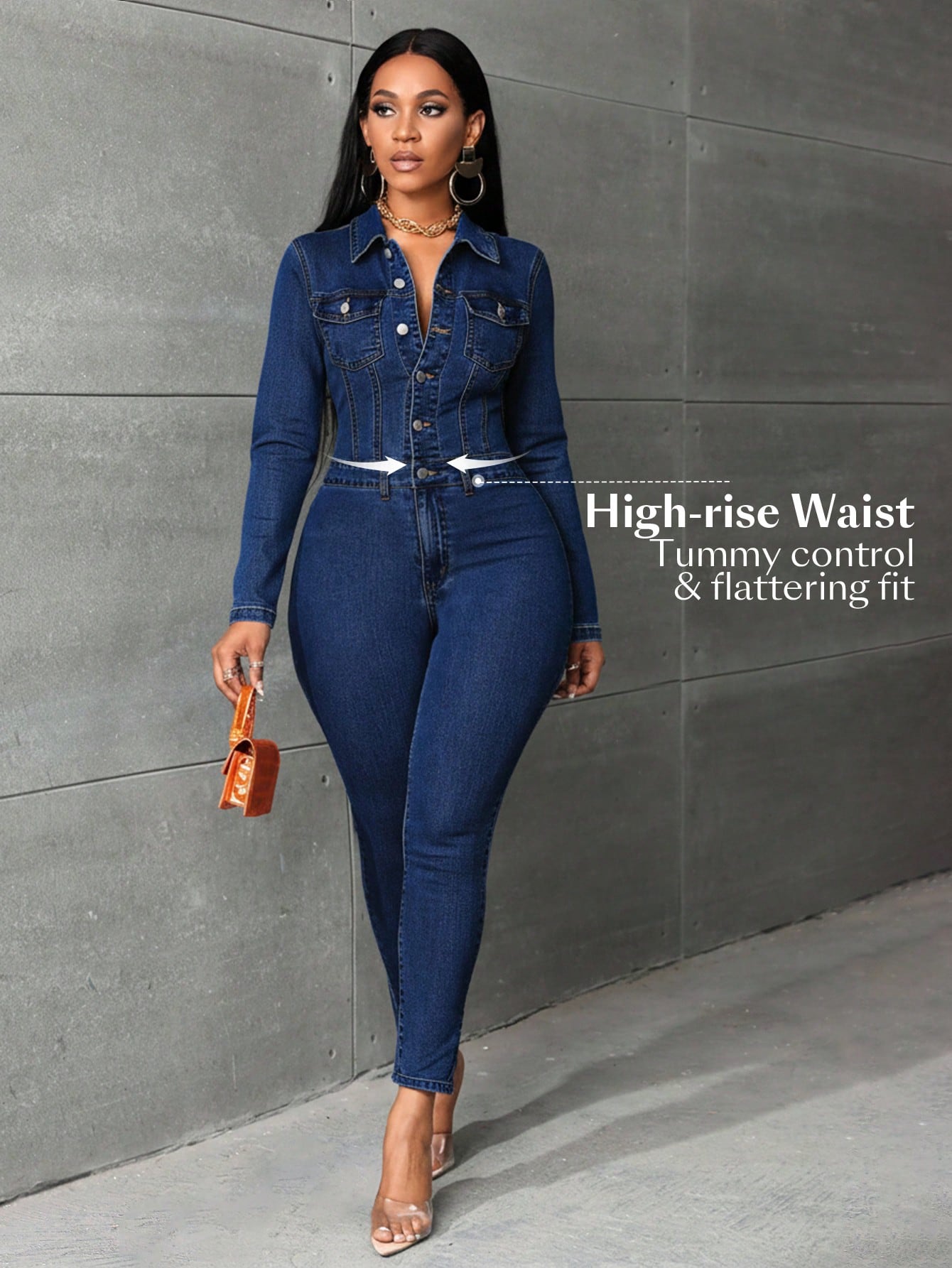 Elise kvennasett – Klassísk hnöppuð jakkaföt og víðar buxur með háum mitti