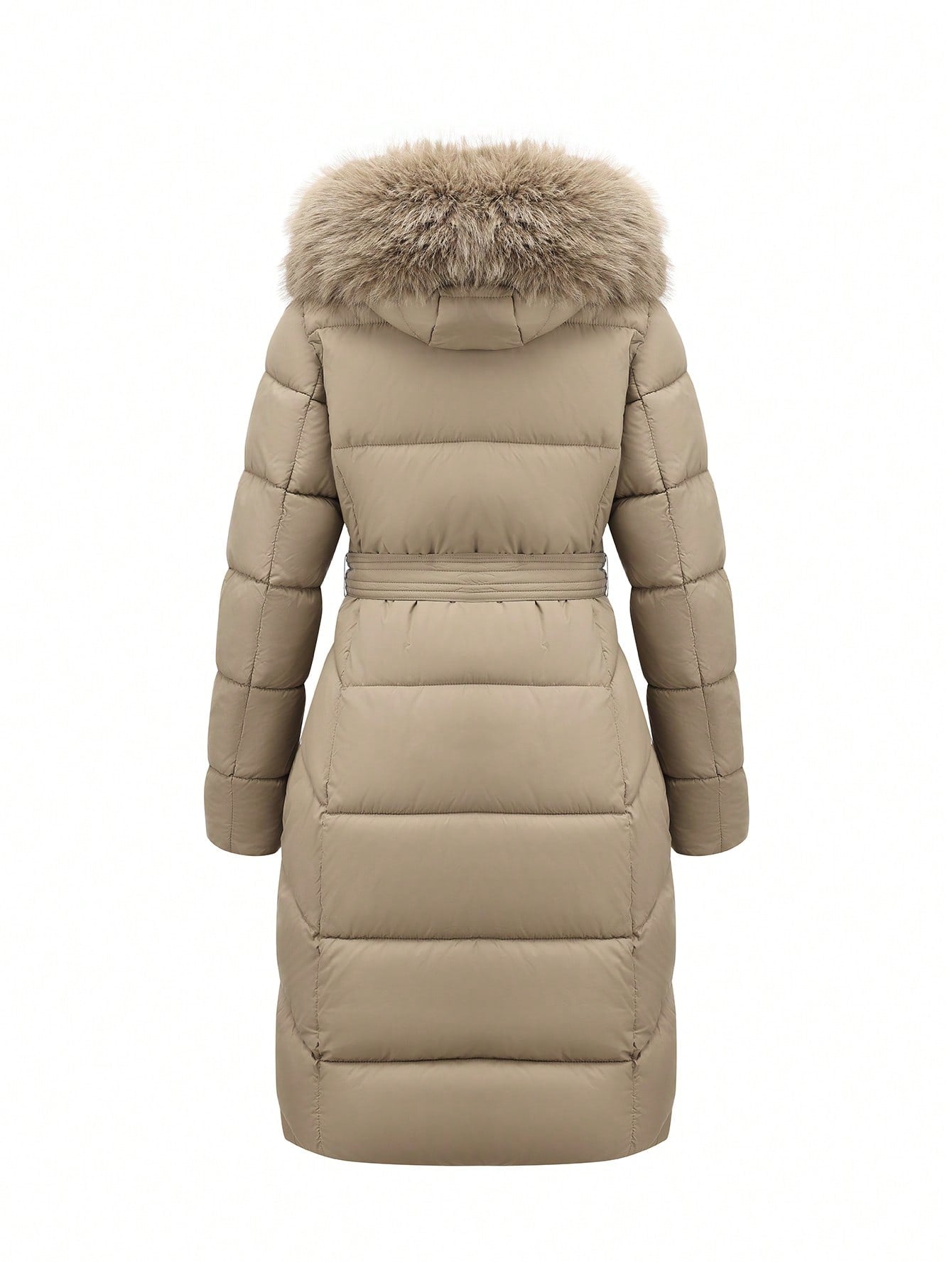 Women’s Luxury Faux Fur Hooded Winter Coat – Thick Warm Quilted Jacket