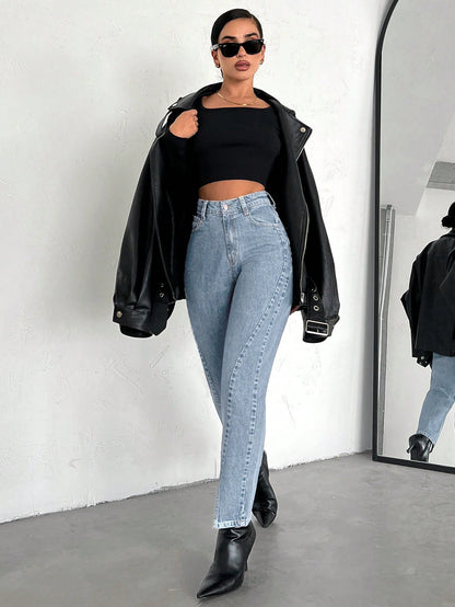 women’s high-waist straight leg jeans Nushes 