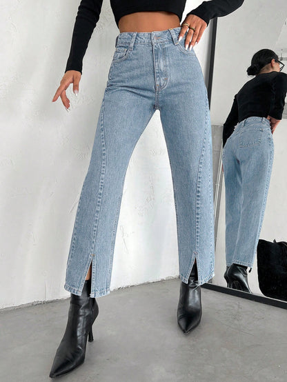 women’s high-waist straight leg jeans Nushes 