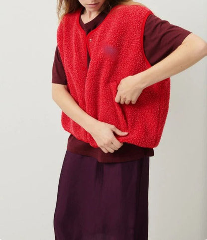 Gilet en Polaire Coupe Décontractée à Boutonnage Simple pour Femme