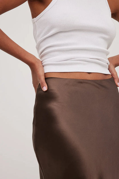 Women's Maxi Skirt - Sleek Satin - Flowing A-Line Silhouette - Elegant Formal Wear