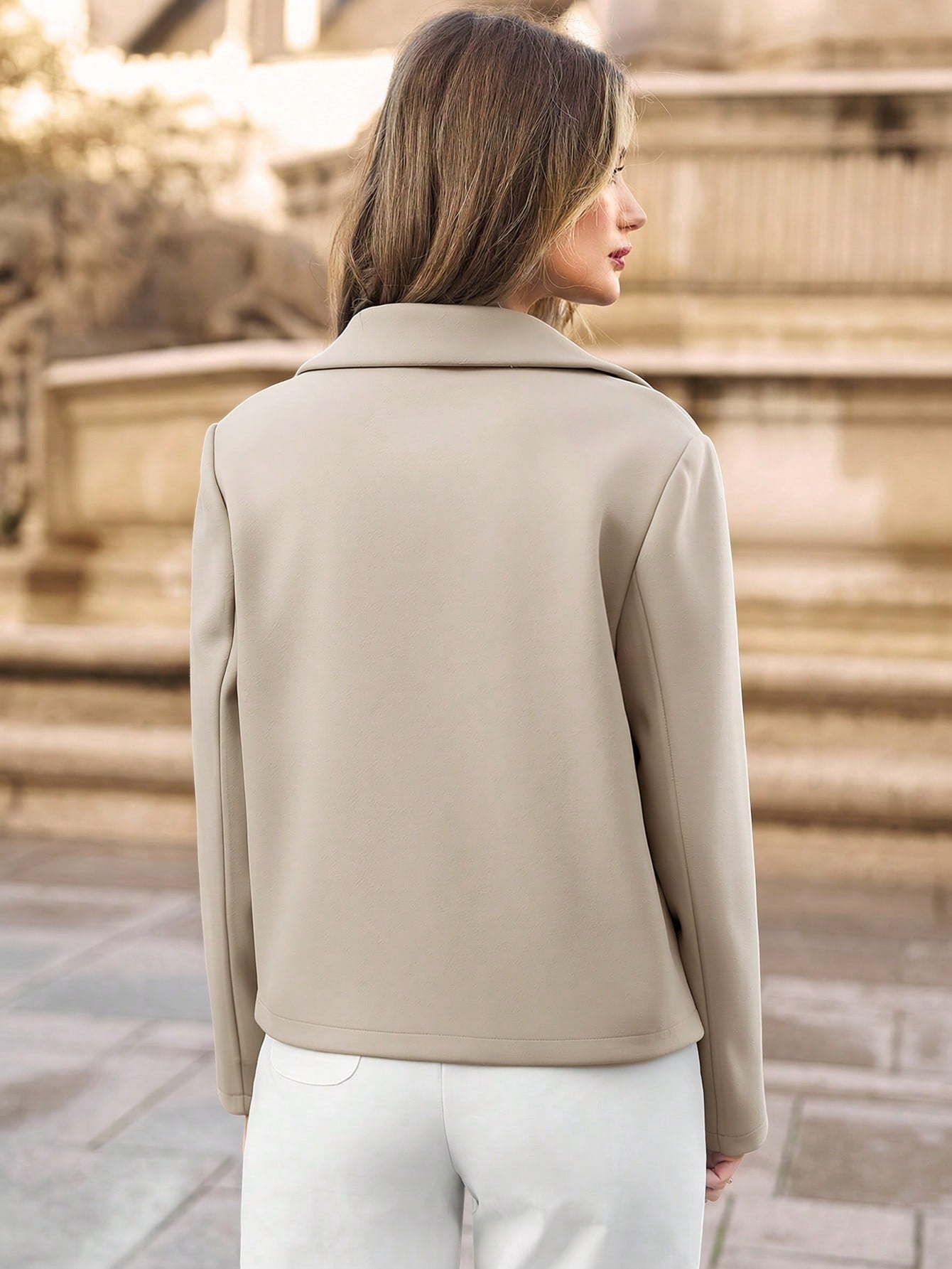 Women’s Frenchy Double-Breasted Blazer – Elegant Lapel Collar Winter Jacket