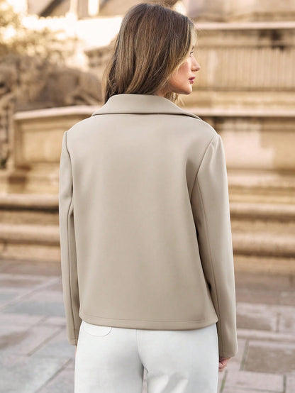 Women’s Frenchy Double-Breasted Blazer – Elegant Lapel Collar Winter Jacket