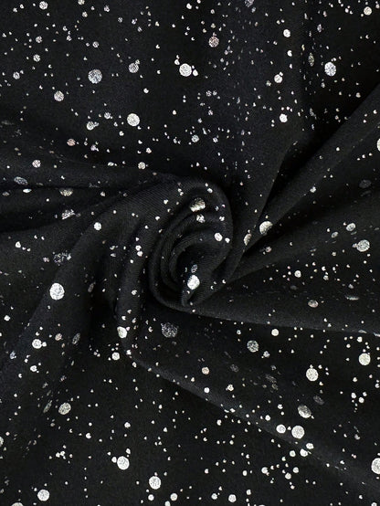 Elegant women’s long sleeve sparkle maxi dress with high neck and slim fit, perfect for formal and evening occasions.