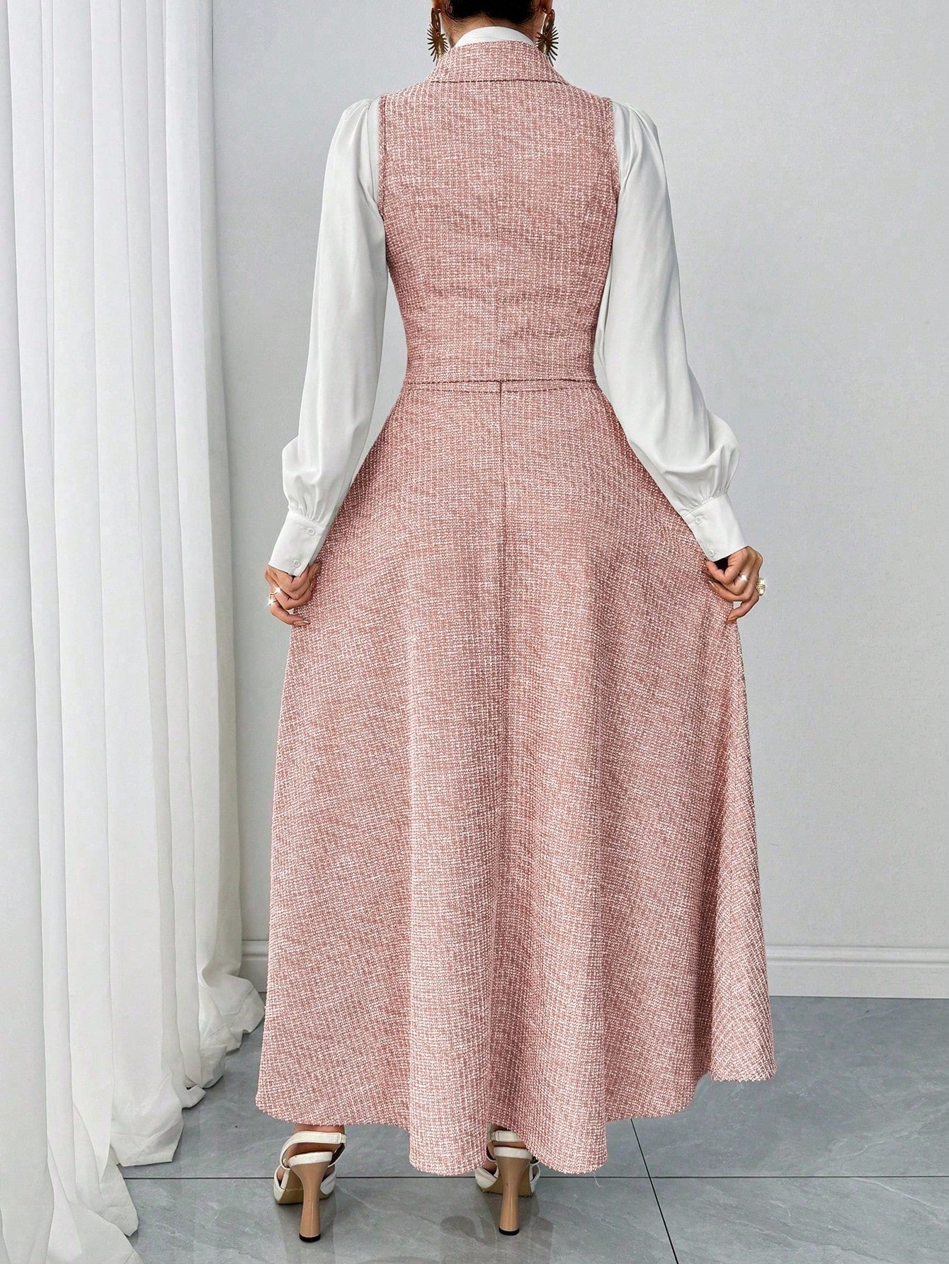 minimalist long sleeve jacket skirt set