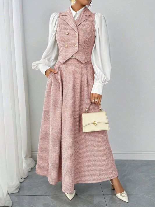 minimalist long sleeve jacket skirt set