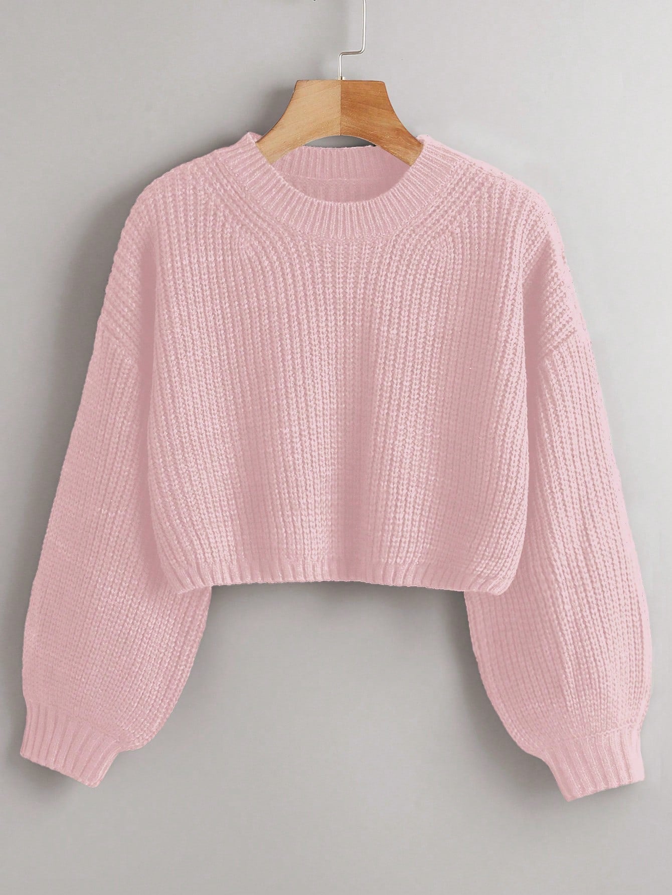 Women's Drop Shoulder Knit Sweater – Cozy Rib-Knit Long Sleeve Pullover