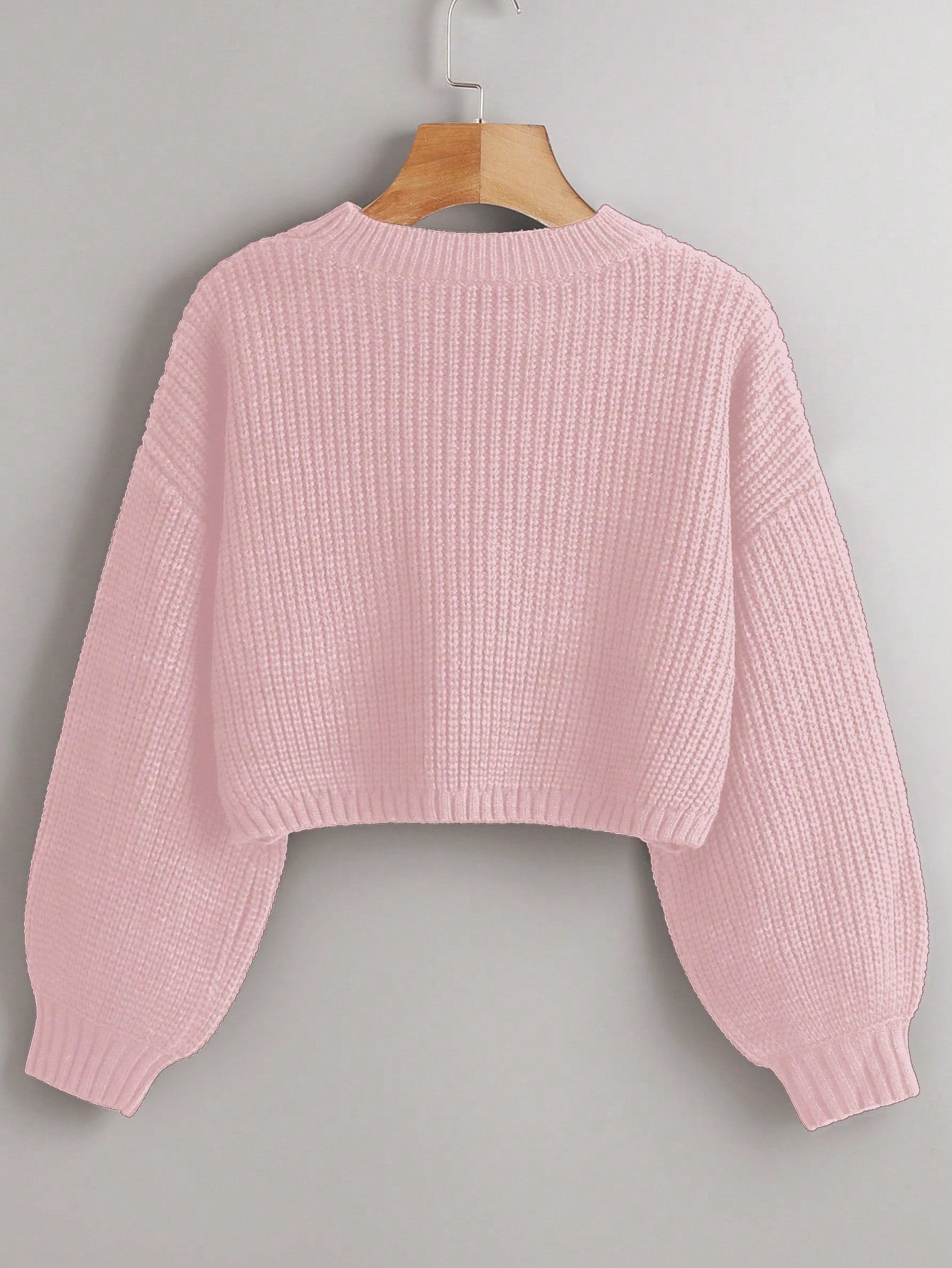 Women's Drop Shoulder Knit Sweater – Cozy Rib-Knit Long Sleeve Pullover