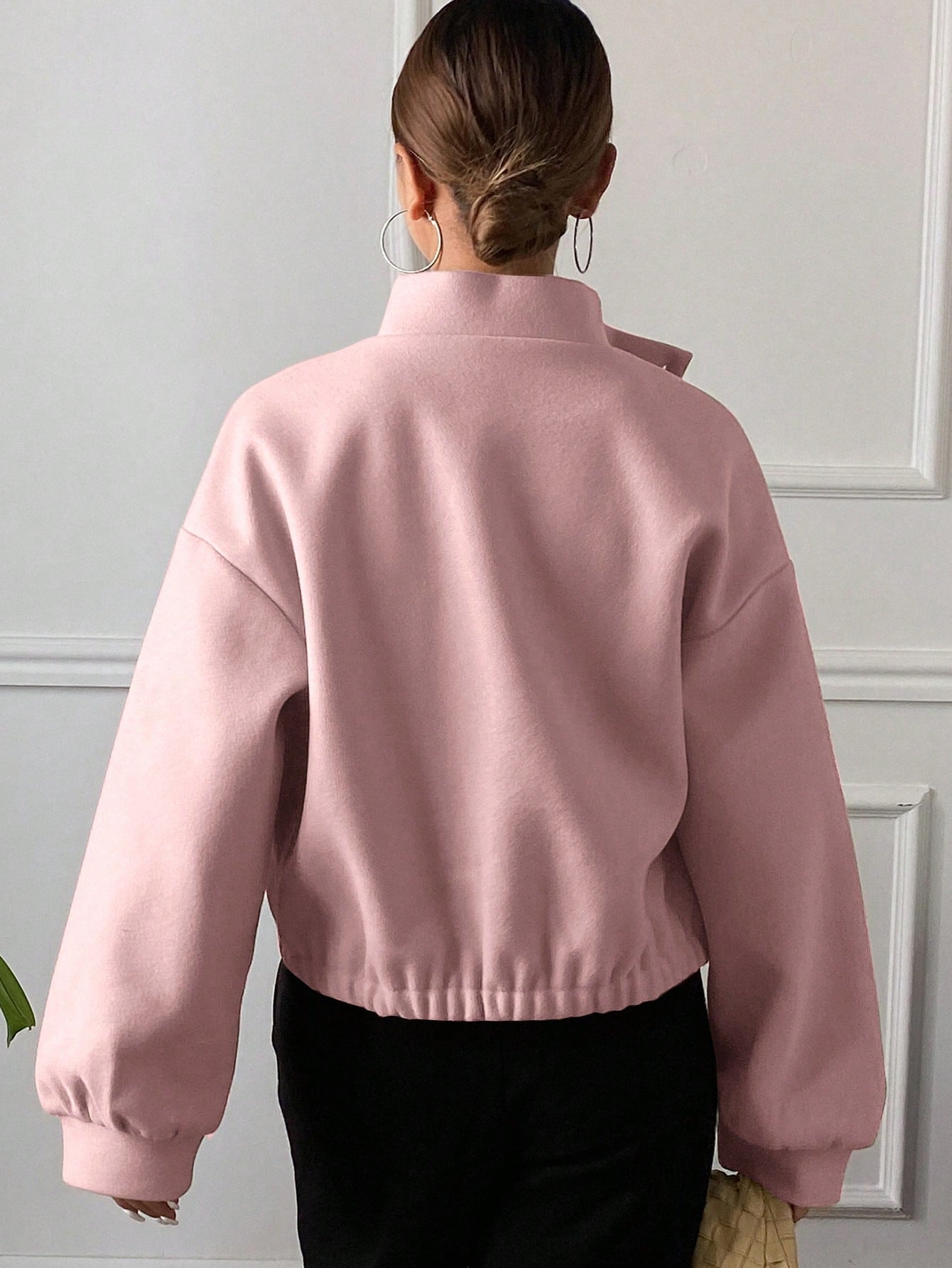 women autumn plain collar cropped jacket Nushes 