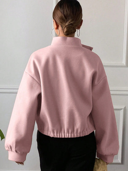 women autumn plain collar cropped jacket Nushes 