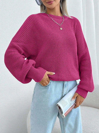 Women Chunky Knit Pullover Sweater – Oversized Drop Shoulder Knitwear