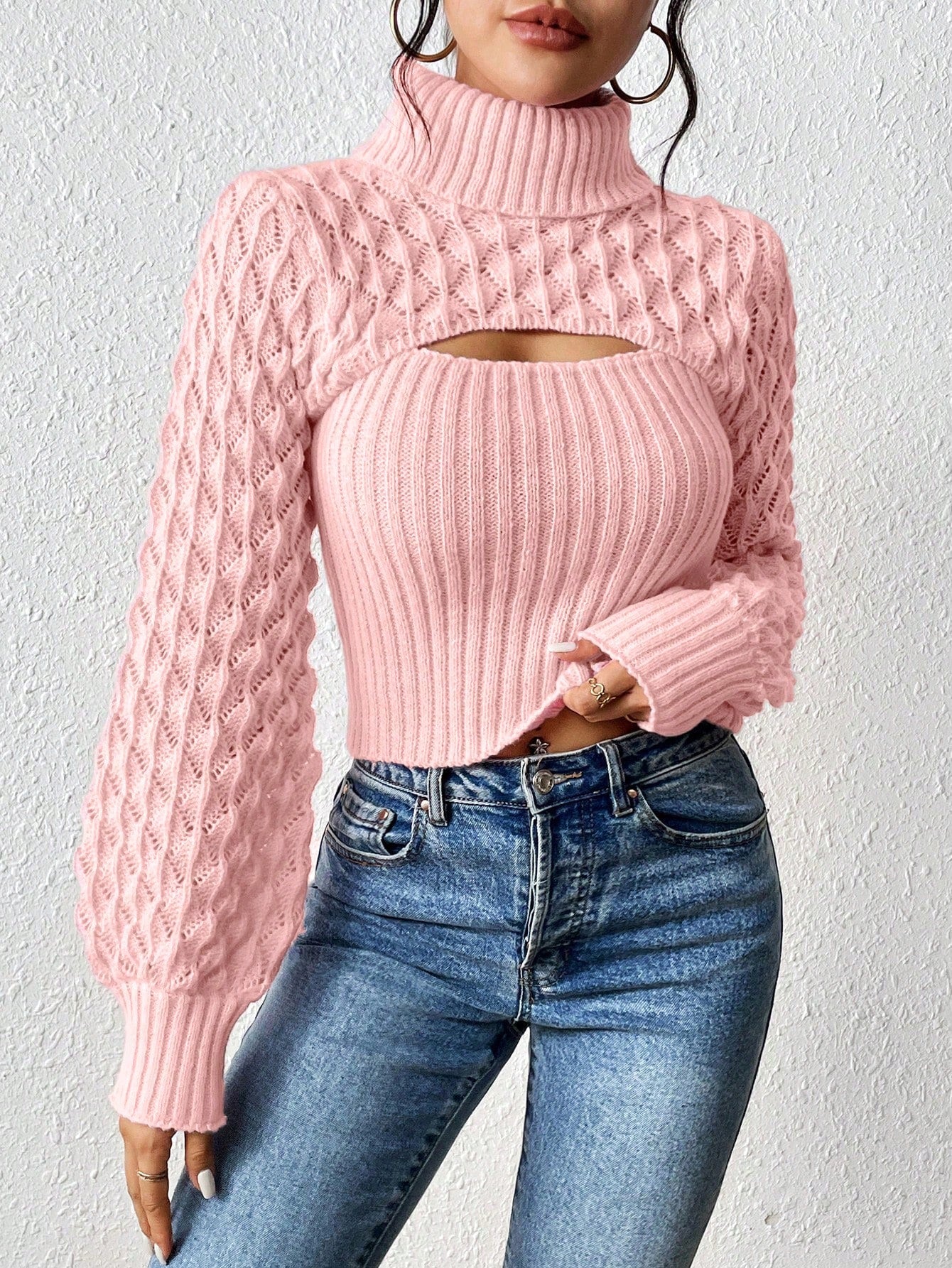 elegant turtleneck knit sweater for women Nushes