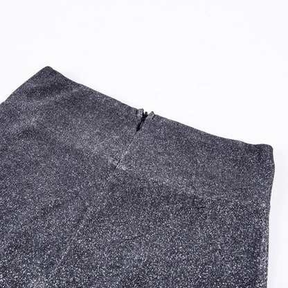 Pour femme - Pantalon taille haute pailleté coupe large élégante
