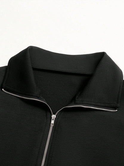 Women’s Half Zip Pullover Sweatshirt Drop Shoulder Vintage Style