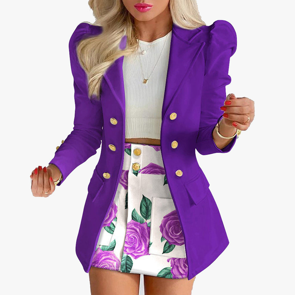 Women's Blazer - Double Breasted Treatored Fit - Gold Buttondetaljer - Formel slid