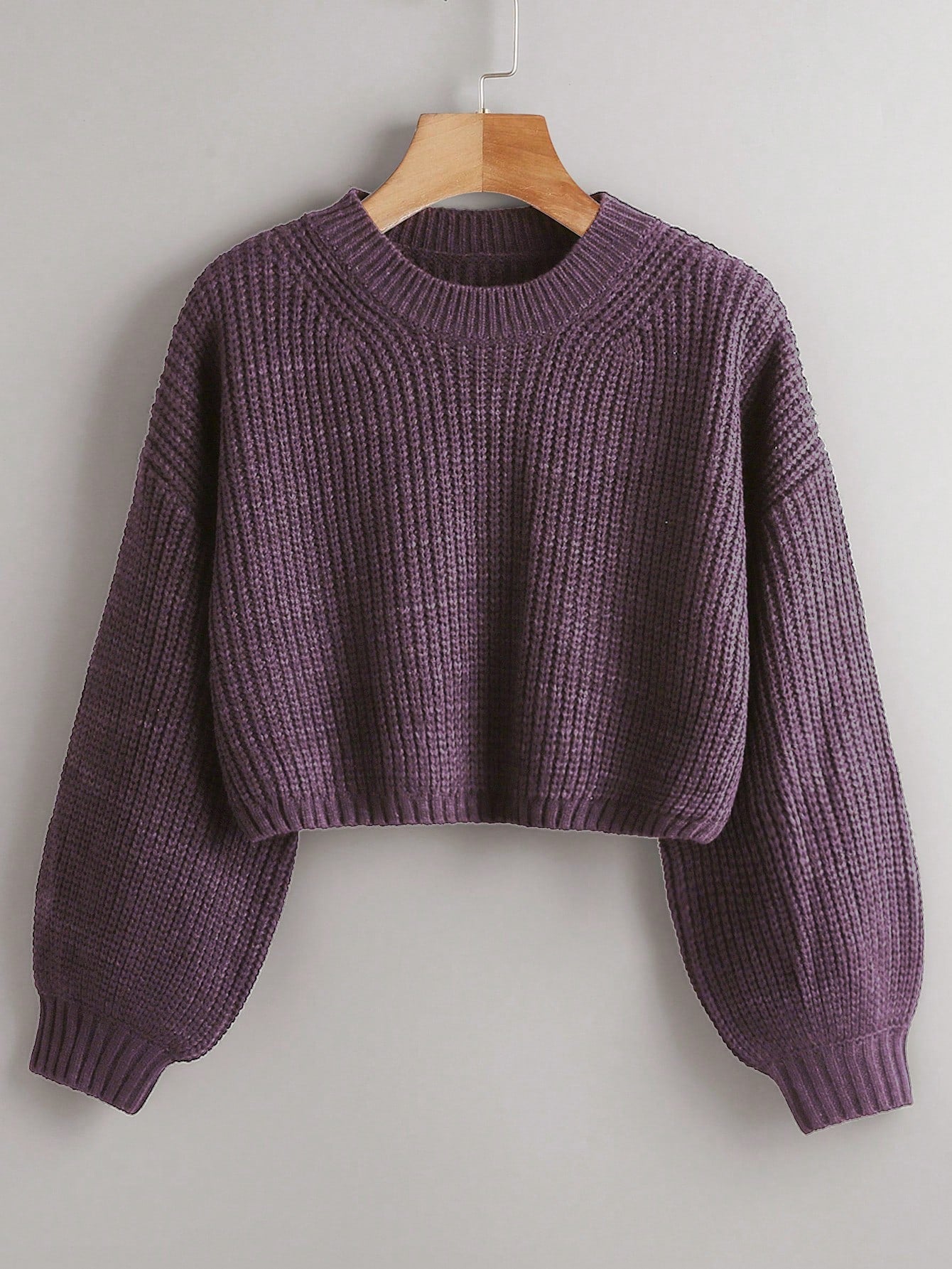 Women's Drop Shoulder Knit Sweater – Cozy Rib-Knit Long Sleeve Pullover