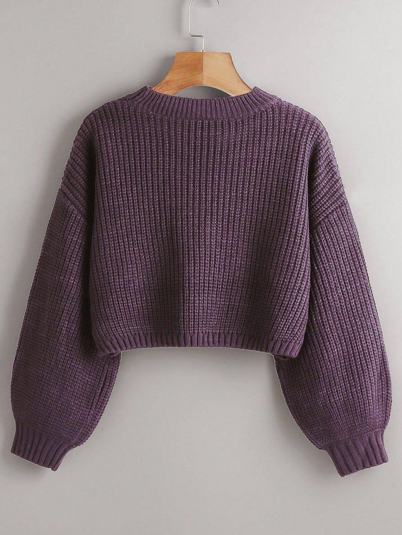 Women's Drop Shoulder Knit Sweater – Cozy Rib-Knit Long Sleeve Pullover