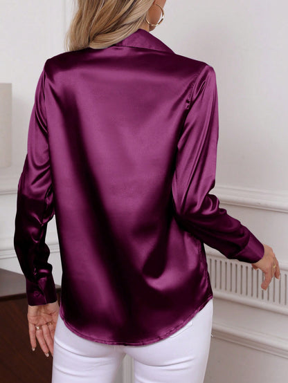 elegant satin shirt for women