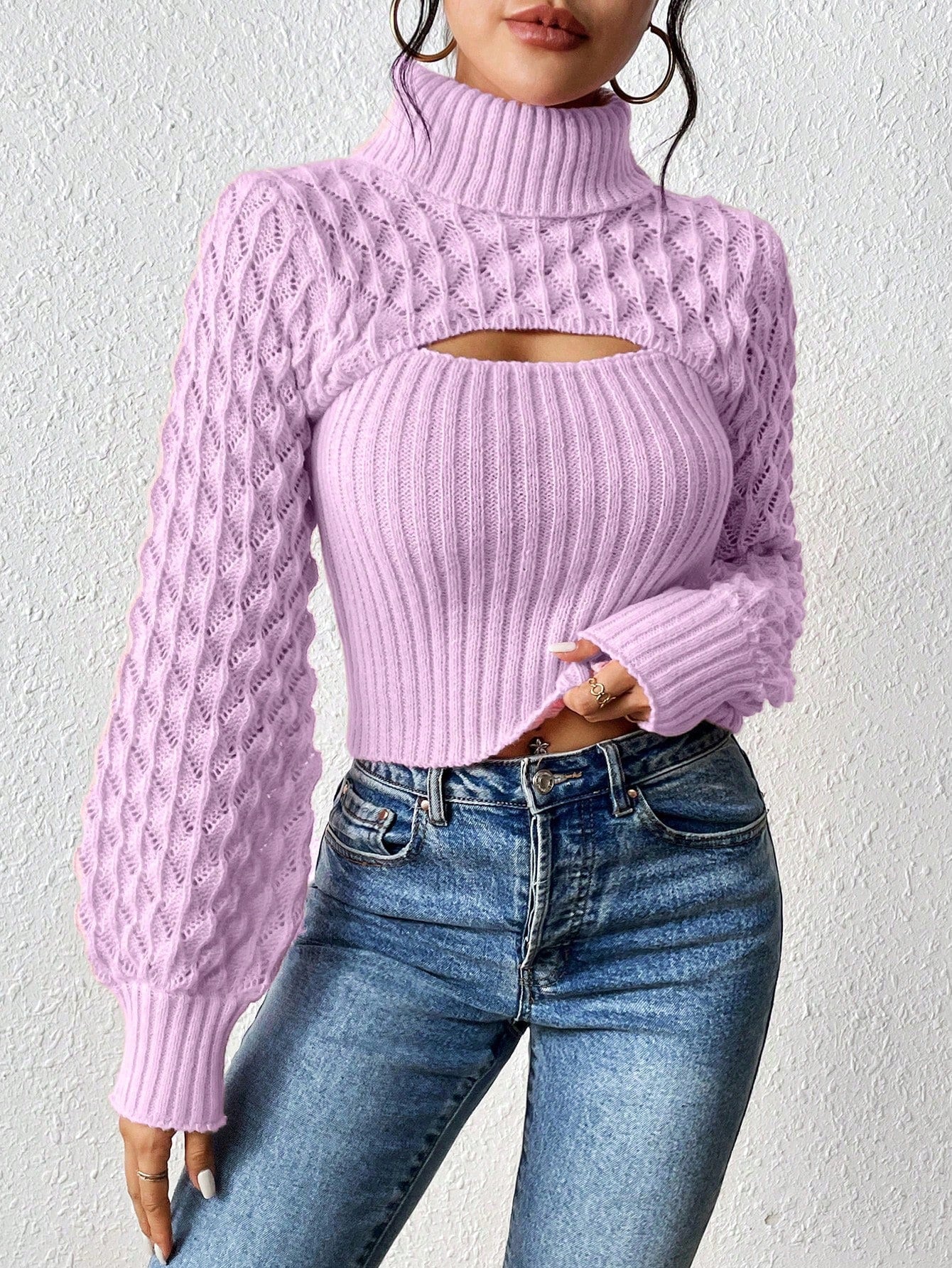 elegant turtleneck knit sweater for women Nushes