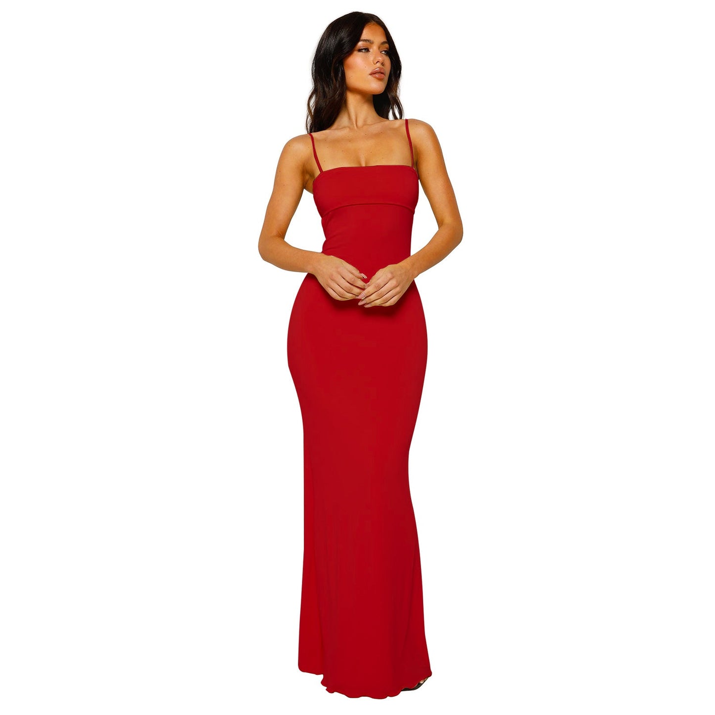 Robe Longue Femme Près du Corps Dos Nu pour Soirée Élégante