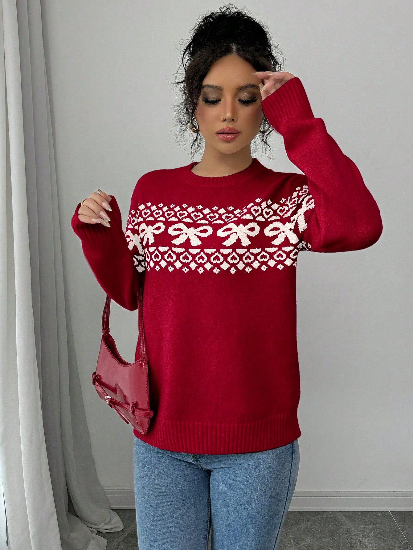 bow decor knit pullover for women Nushes 