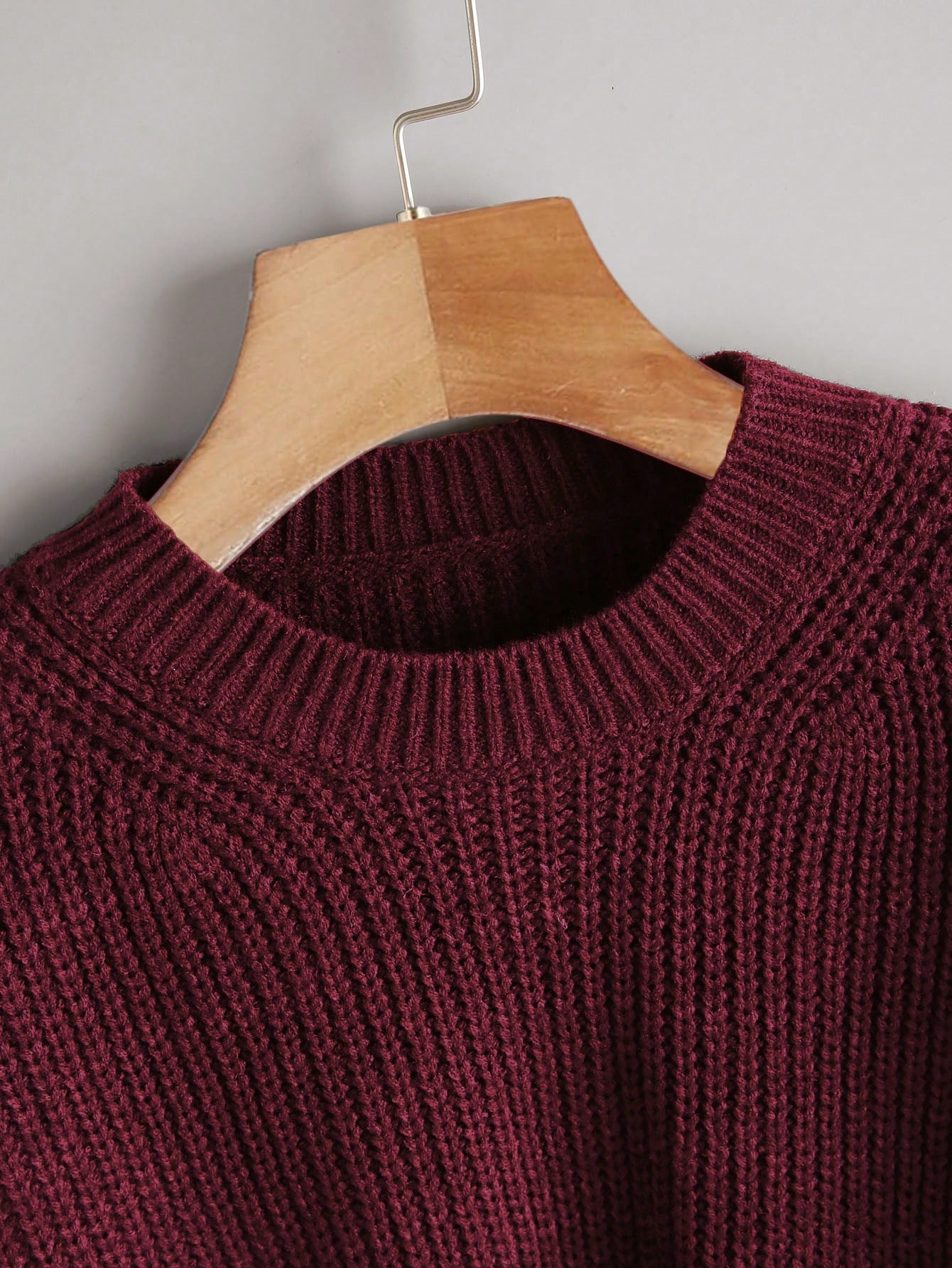 Women's Drop Shoulder Knit Sweater – Cozy Rib-Knit Long Sleeve Pullover