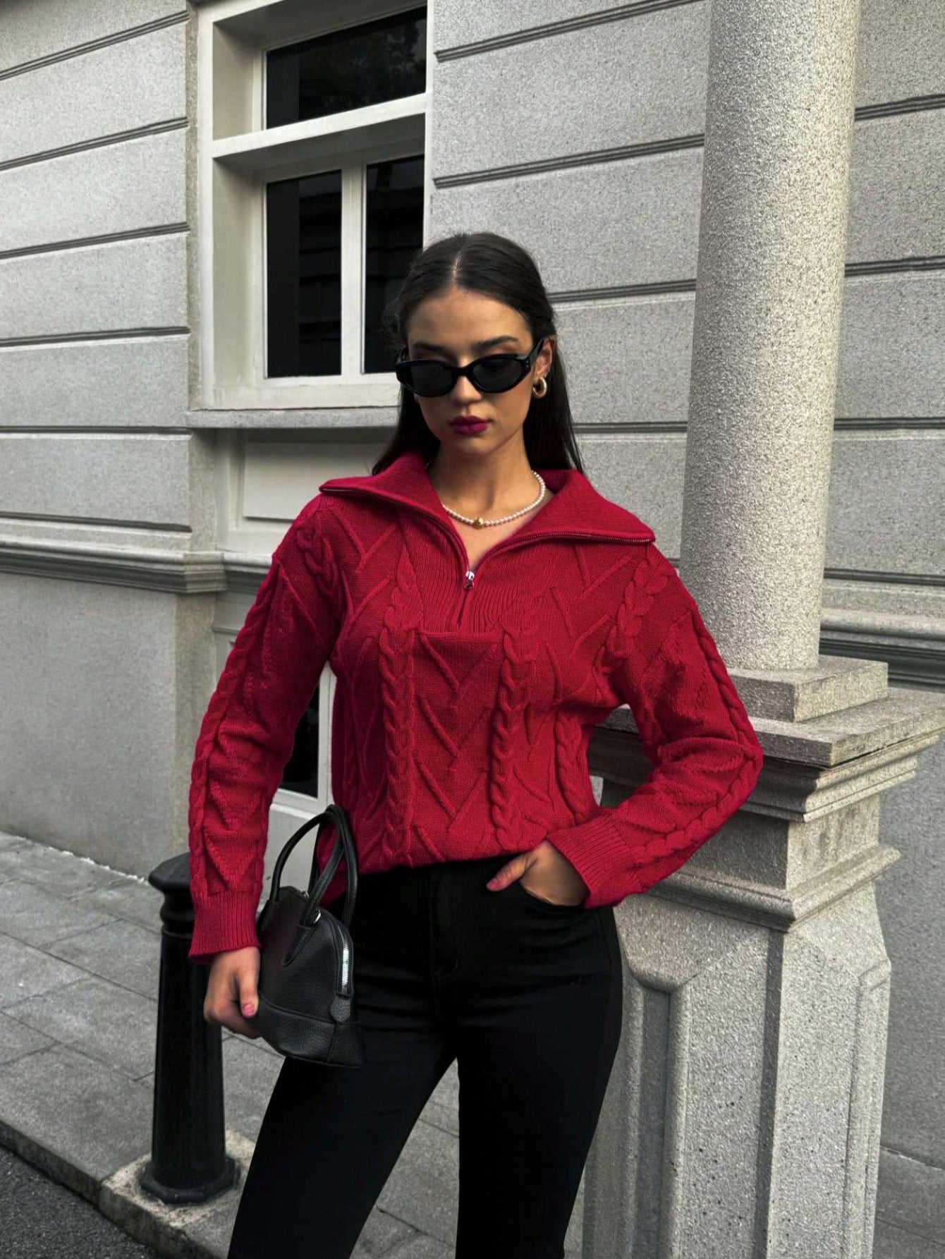 zip-up winter pullover knit top Women. Nushes 