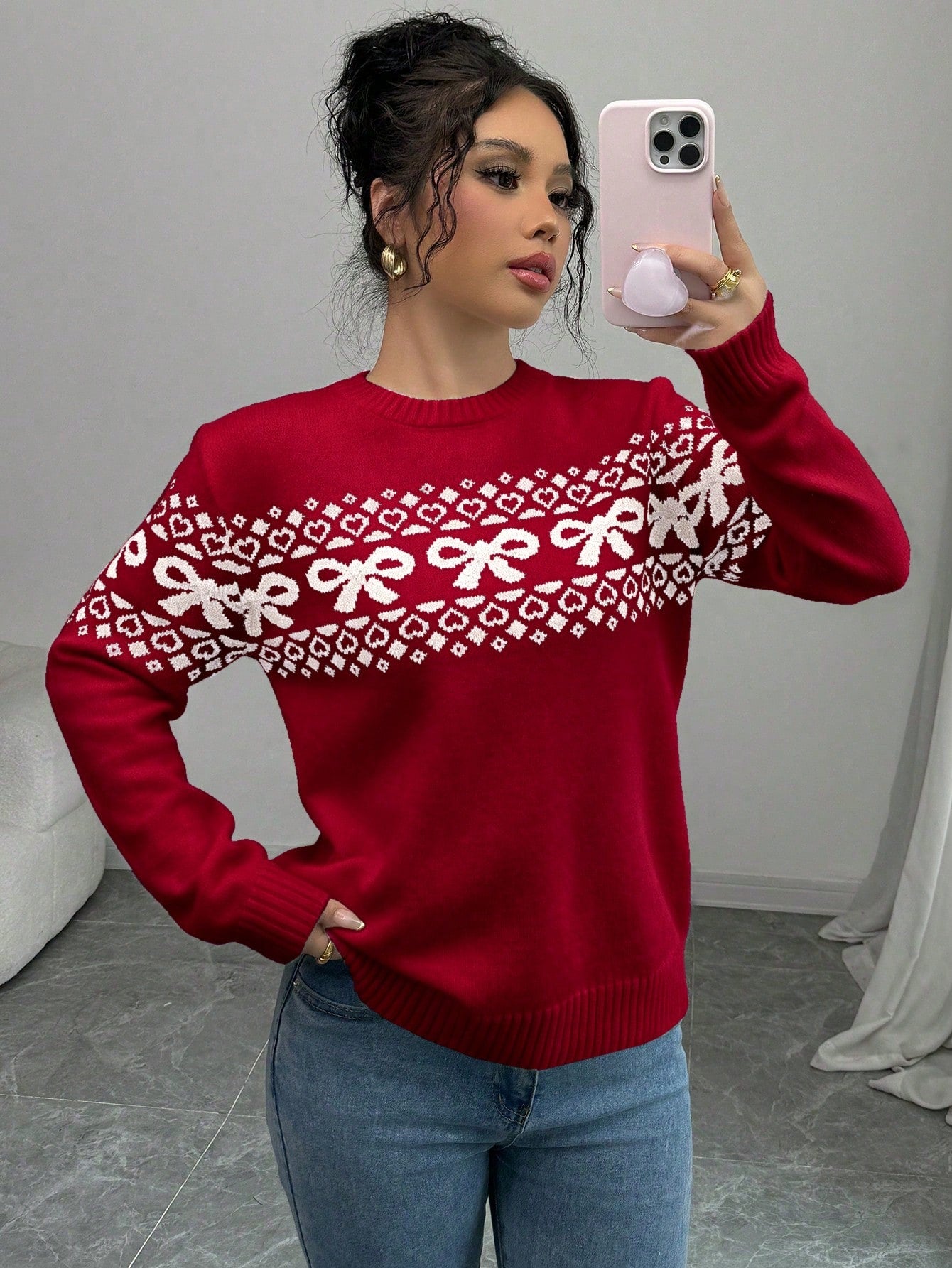 bow decor knit pullover for women Nushes 