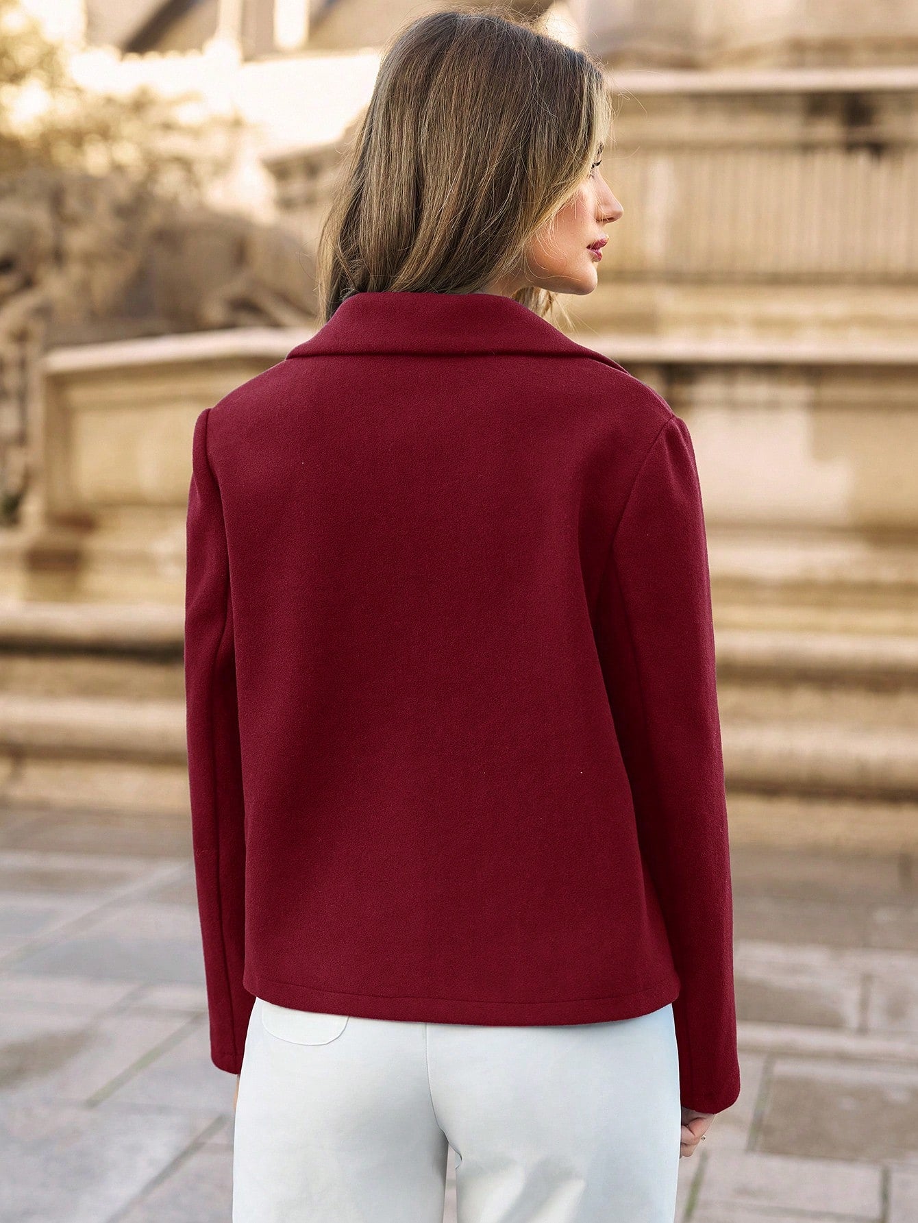 Women’s Frenchy Double-Breasted Blazer – Elegant Lapel Collar Winter Jacket