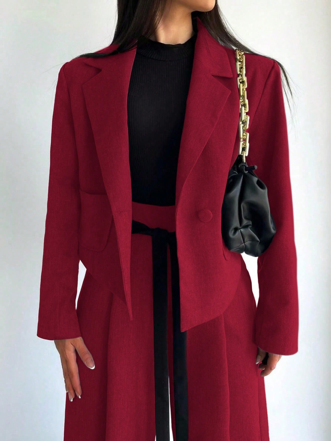 two piece green blazer pants set women