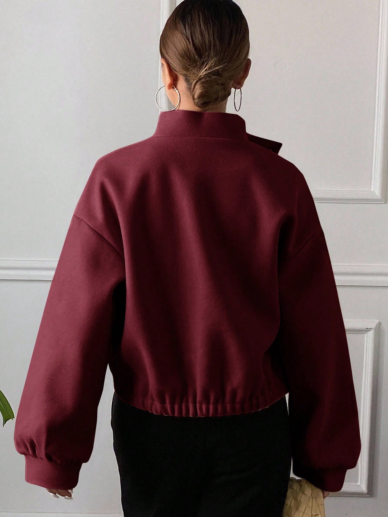 women autumn plain collar cropped jacket Nushes 