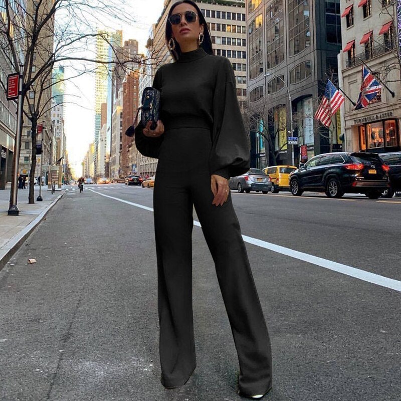 Pour femme - Combinaison slim à manches longues et col montant