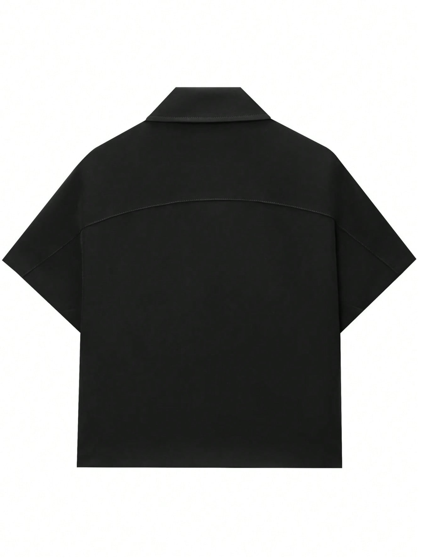 Women’s Short Sleeve Zip-Up Jacket – Casual Cropped Top with Pockets