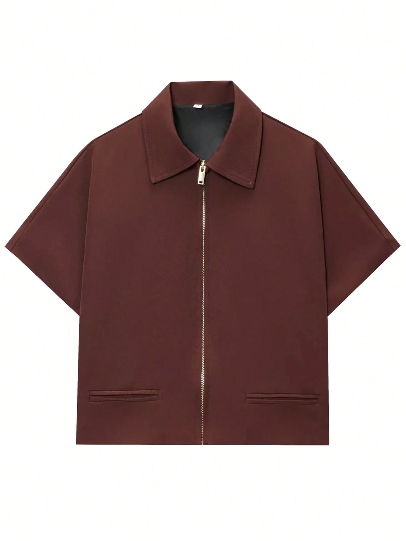 Women’s Short Sleeve Zip-Up Jacket – Casual Cropped Top with Pockets